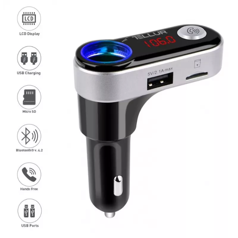 FM-saatja Tellur FMT-B2 Must Bluetooth 5.0 USB auto heliesituseks