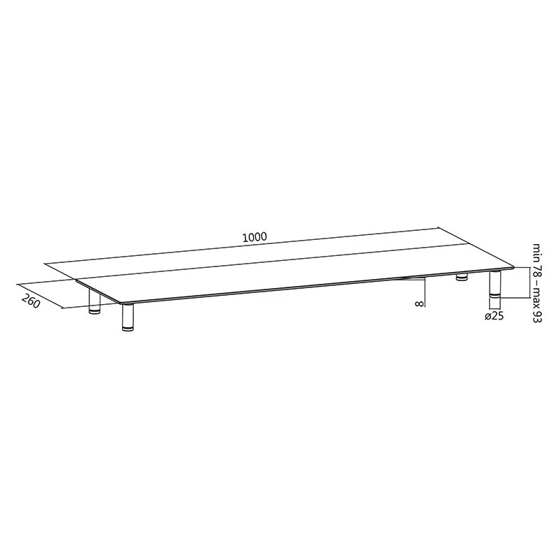 Monitori alus klaasist pealispinnaga 1000mm pikk