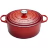 Le Creuset Signature ümmargune malmpott 26 cm 5,3 l, kirsipunane