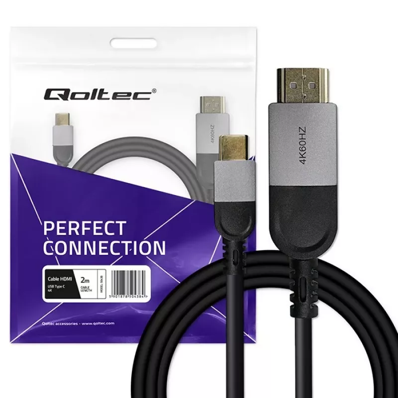 USB-C-lt HDMI-le kaabel QOLTEC 50438 — 2 m, 4K 60Hz