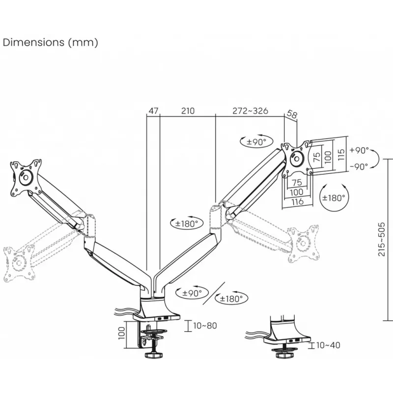 ART lauahoidik 2 LCD-monitori jaoks 17-35''
