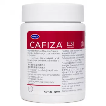 URNEX Cafiza E31 puhastustablett kohvimasinatele, tuub-dosaator, 100 tabletti, valge