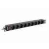 Toitejaotusseade LANBERG PDU-09F-0300-BK — 9x Type F pistikupesa, 3 m kaabel, alumiiniumkorpus, 10 A