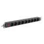 Toitejaotusseade LANBERG PDU-09F-0300-BK — 9x Type F pistikupesa, 3 m kaabel, alumiiniumkorpus, 10 A