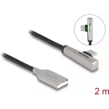 DeLOCK USB 2.0 kaabel Type-A isane -> USB-C isane nurga all 60 W 2 m