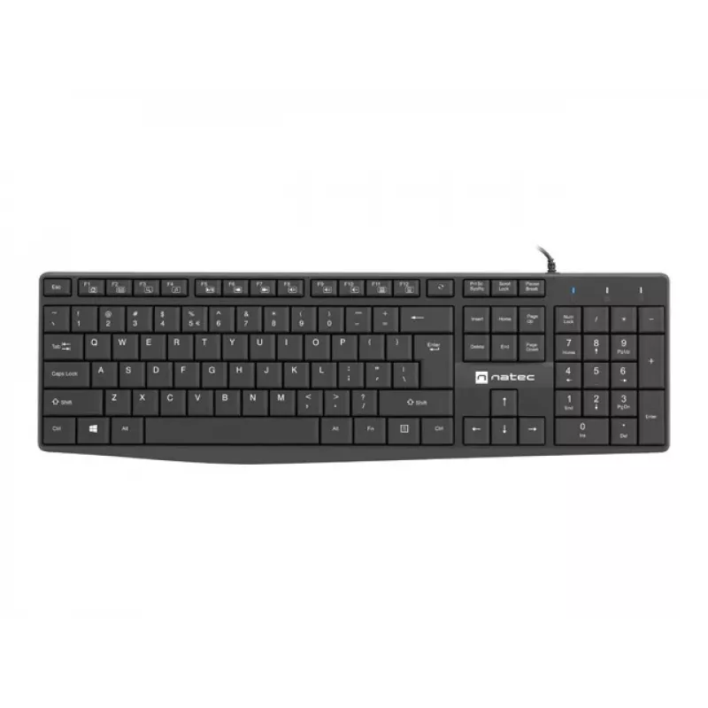 Juhtmega täissuuruses klaviatuur NATEC NAUTILUS NKL-1950 — USB, QWERTY US International, 105 klahvi, must