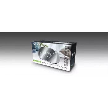 Kellraadio Muse M-170CMR — digitaalne kellraadio, 1,2-tolline LED-ekraan, FM, vahelduvvool 230 V, AAA varutoide, peegel/valge