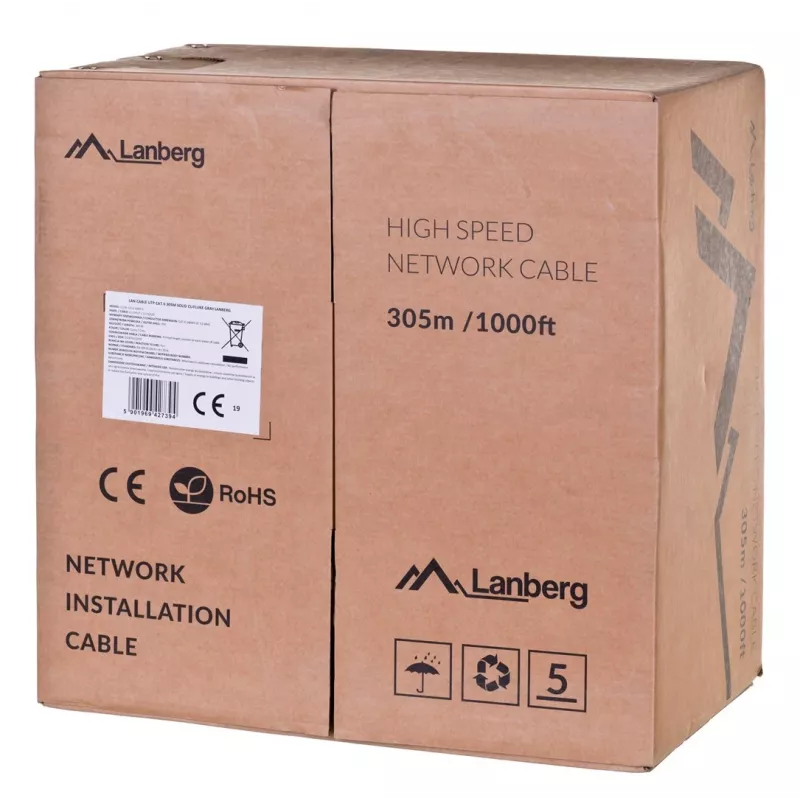 Lanberg LCU6-12CU-0305-S võrgukaabel 305 m Cat6 U/UTP (UTP) hall