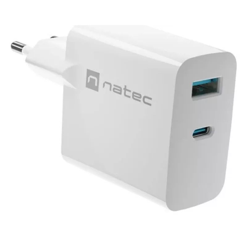 NATEC NUC-2144 mobiilseadme laadija universaalne valge vahelduvvoolu kiirlaadimine siseruumides