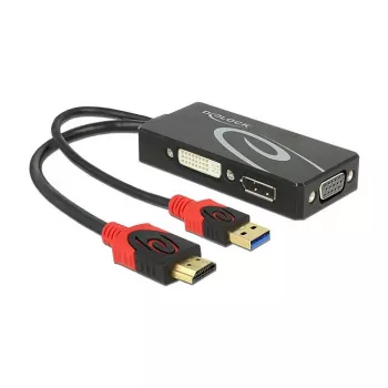 Videokaabli adapter DeLOCK 62959 HDMI USB DVI-I VGA 0,135m