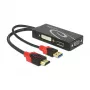 Videokaabli adapter DeLOCK 62959 HDMI USB DVI-I VGA 0,135m