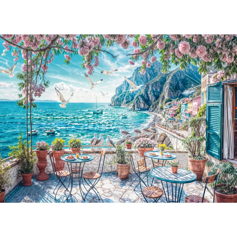 Pusle schmidt spiele Terrace by the Sea, 1000 tükki, maaliline mereäärne illustratsioon