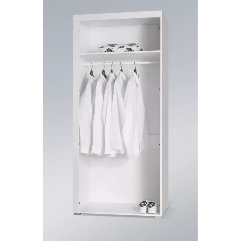 Garderoobikapp cama meble SAMBA valge/valge läige, 900×550×2030 mm, 1 riiul