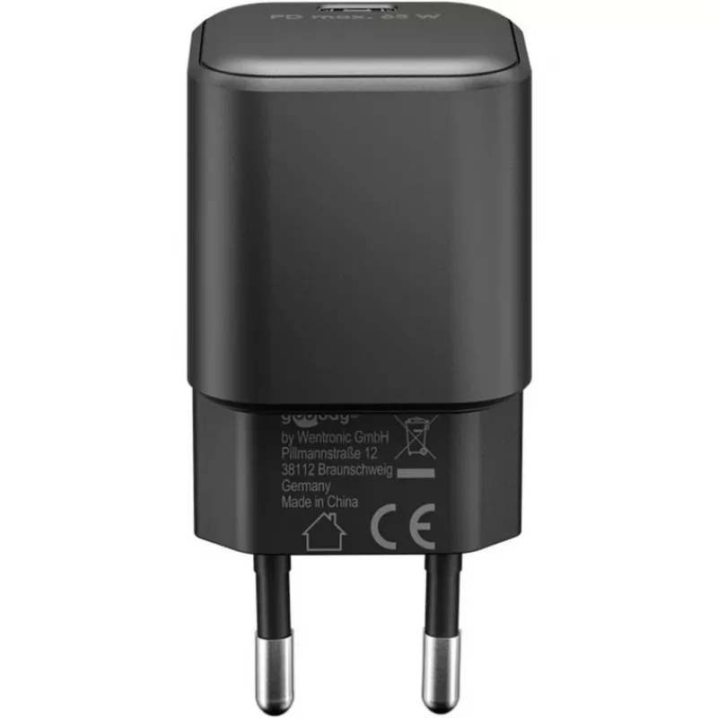 USB-C laadimiskomplekt GOOBAY 74774 — 65 W laadija 1 m tekstiilist USB-C kaabliga