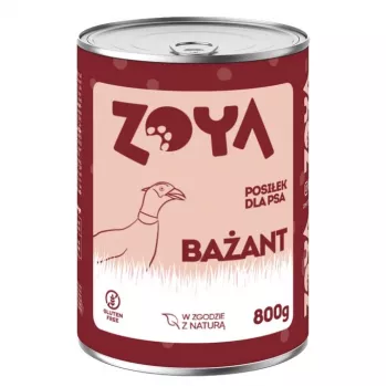 Märg koeratoit ZOYA Faasan 800 g — täisväärtuslik purgitoit täiskasvanud koertele, niiskusesisaldus 76%, valku 9,5%