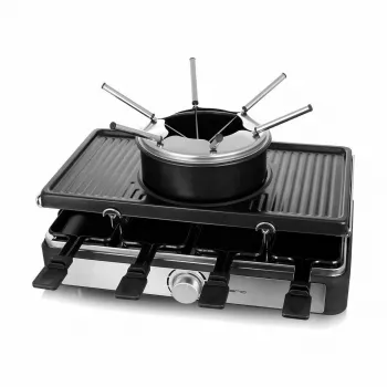 Raclette-grill Emerio RG-124930 8 inimesele, 1400 W, must ja roostevaba teras, pöördnupp
