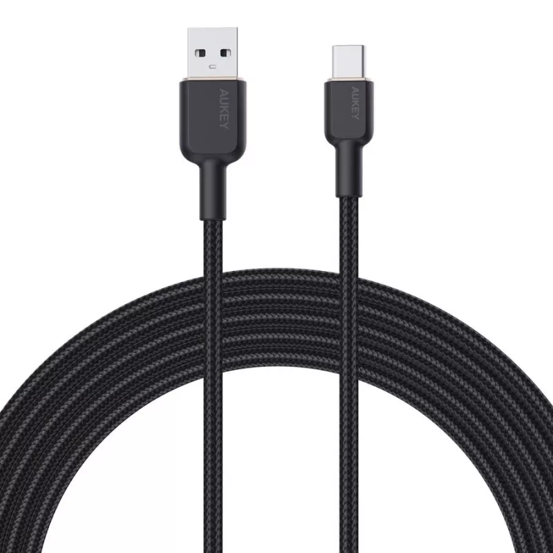 USB A - USB C kaabel Aukey CB-NAC1, 1 m, põimitud nailon, USB PD 60W, USB 2.0