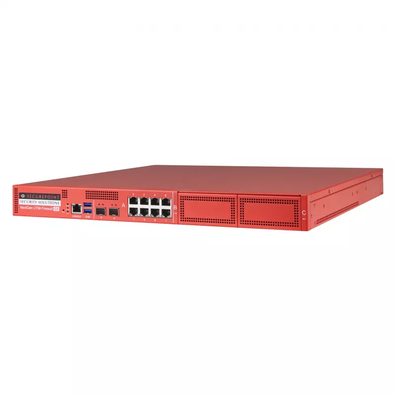 Securepoint RC1000R G5 turvalisuse UTM-seade, 30 Gbit/s, 3,5 Gbit/s, 1000 kasutaja(t), AES, juhtmega, RJ-45