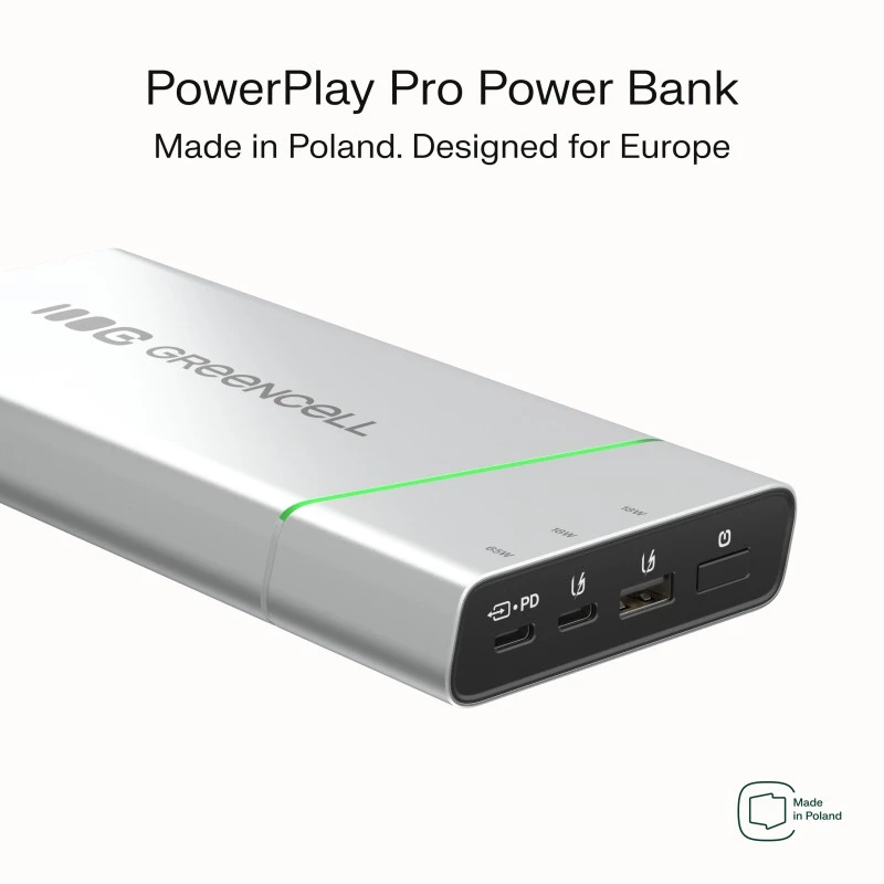 Kaasaskantav aku roheline Cell BPLGC20P 20800 mAh liitiumioon, USB-C PD 65W, 2x USB-C + 1x USB-A, alumiiniumkorpus