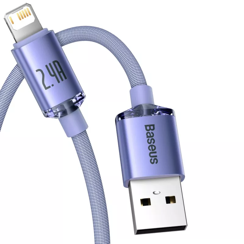 Baseus Crystal Shine kaabel USB-Lightning, 2,4A, 2m (lilla)