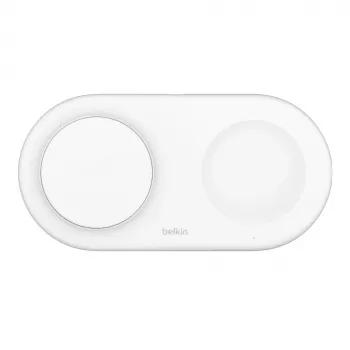Belkin WIZ021VFWH - 2-ühes juhtmevaba laadimisalus Qi2 tehnoloogiaga 15 W, valge