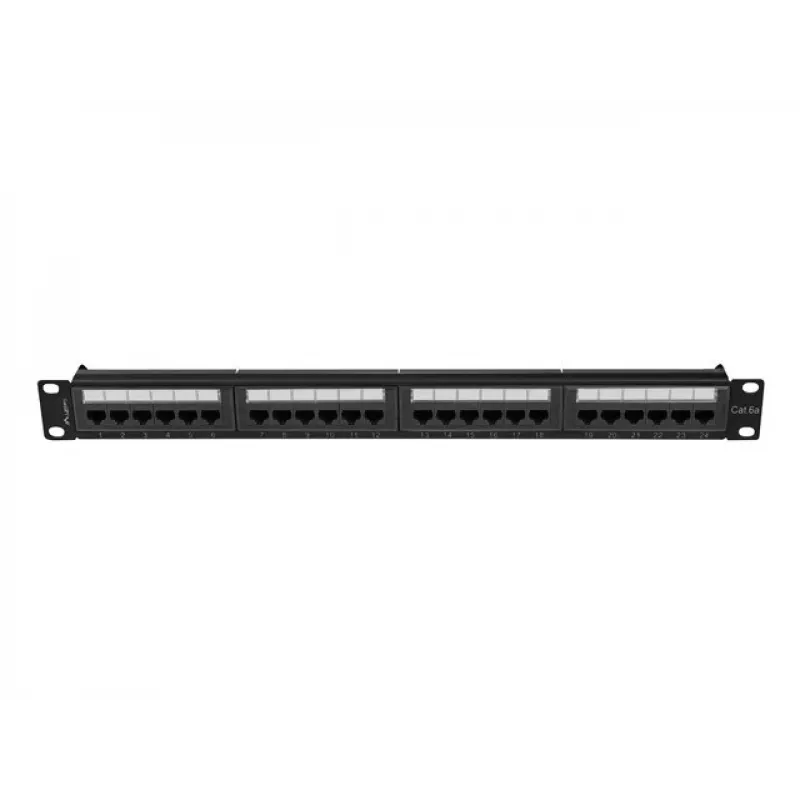 Patch-paneel 1U LANBERG PPUA-1024-B, 24 porti, Cat6a, U/UTP, 1U rack, sügavus 102 mm, metall, must