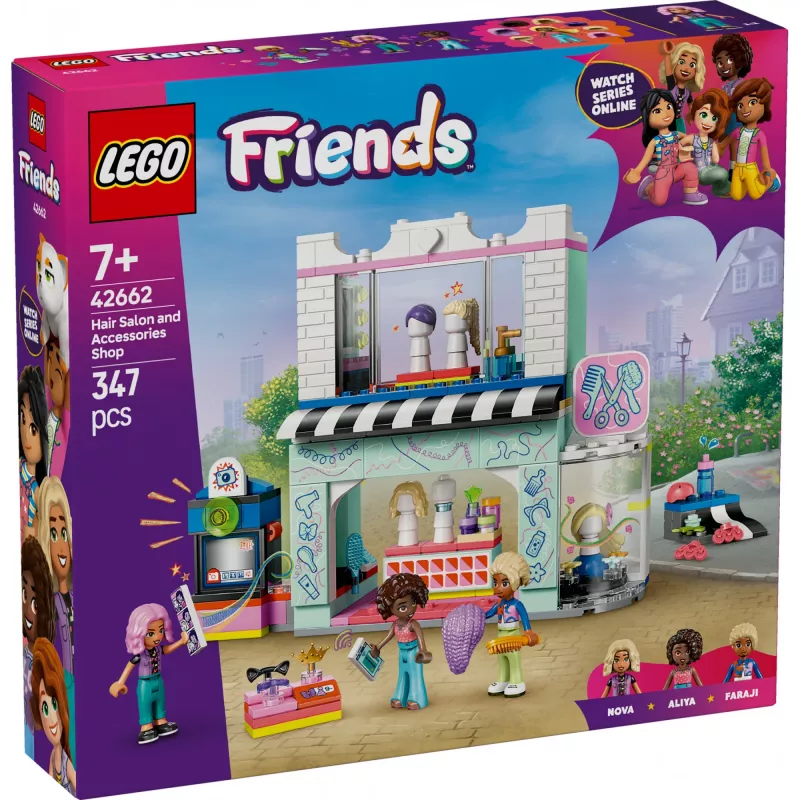 LEGO Friends mängukomplekt Juuksurisalong ning Kaunistuspood 42662 — mininukud, salongistseen, tarvikud