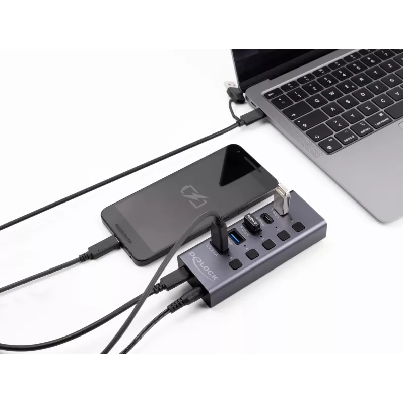 USB-jaotur Delock 64248 5 Gbps 2 x Type-A 2 x USB-C 1 kiirlaadimisport