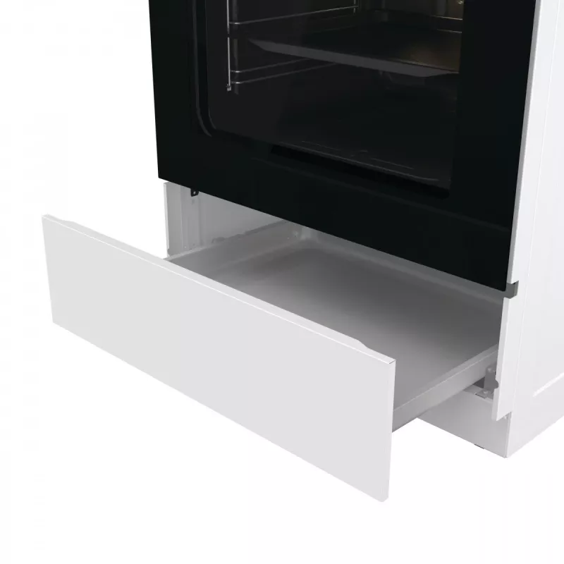 Põrandal seisv gaasipliit Gorenje GG6A10WFFM, valge, 4-põletiga pliit, 72 L gaasiahi, pöörlevad esijuhtnupud