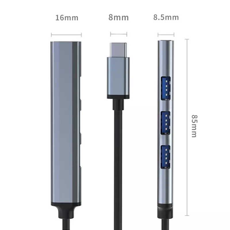 USB-jaotur QOLTEC 53792, USB-C 3.1 4-pordiline (USB 3.0 x1, USB 2.0 x3)