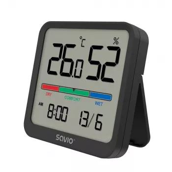 Sise temperatuuri ja niiskuse andur SAVIO CT-01/B eraldiseisev, LCD, -10–55°C, 10–99% RH, CR2032