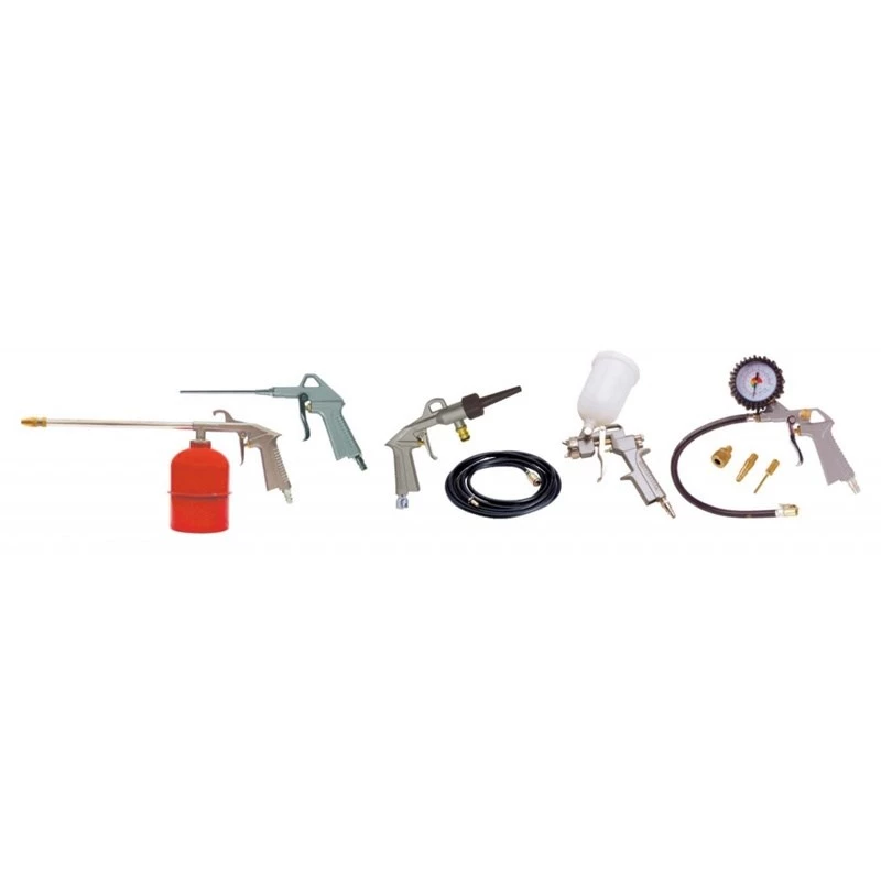 Suruõhutööriistade komplekt STANLEY 9045718STN, 9-osaline komplekt, metallist tööriistad, spiraalvoolik 5 m, max 20 bar