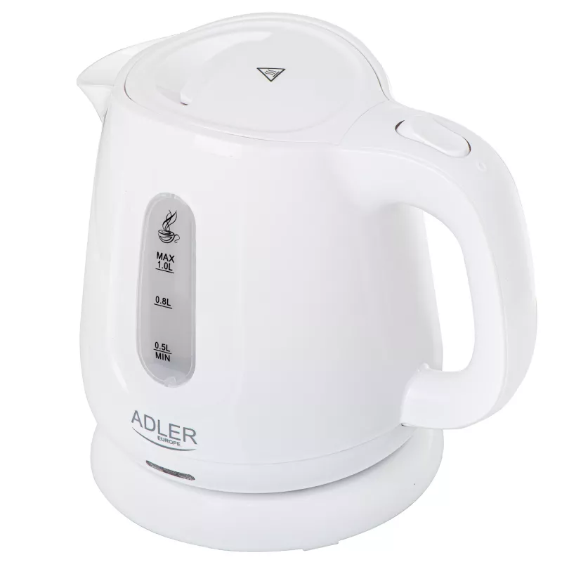 Elektriline veekeetja Adler AD 1373 — 1 L mahutavus, 850 W, valge, 360° alus, polüpropüleen