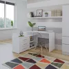 Corner Computer Desk Topeshop DANY BIEL KPL Valge Rectangular Particle Board