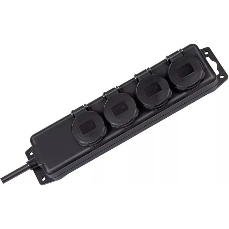 Brennenstuhl pikenduspistikupesa IP44 4-kohaline must 2,0m H07RN-F 3G1,5 - pikendusjuhe - vahelduvvool 230 V - väljundpistikud: 4 - 2 m (1159960)