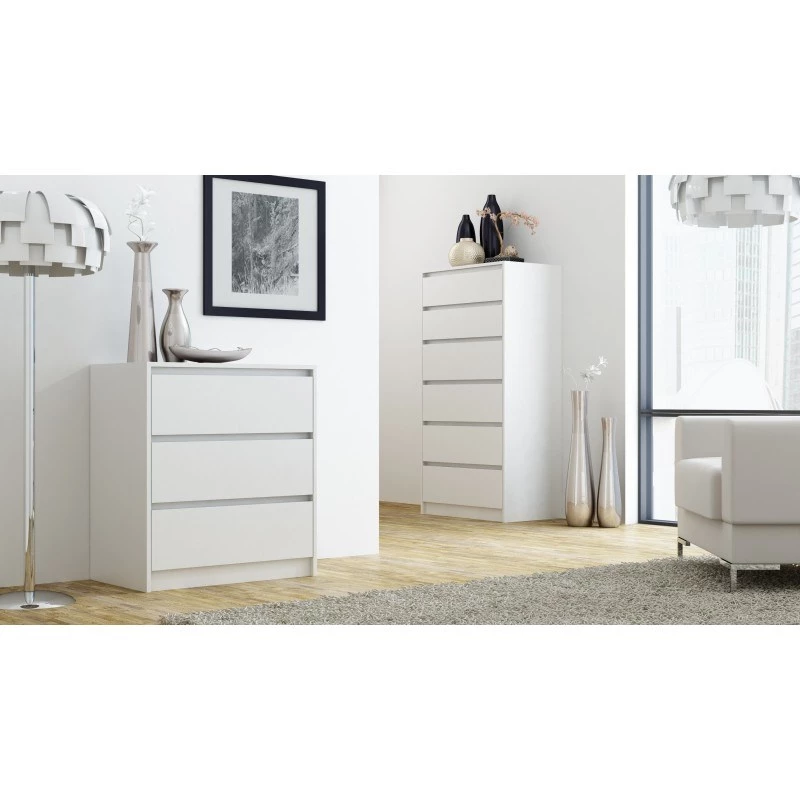 Kummut top e shop K3 BIEL, 3 sahtlit, valge, puitlaastplaat, 700×430×780 mm