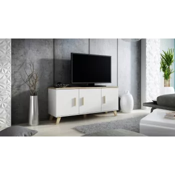 Cama sideboard LOTTA 150 3D Valge + sonoma oak