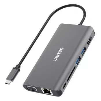 UNITEK uHUB O8+ Juhtmega USB 3.2 Gen 1 Type-C Hall 100W toiteedastusega