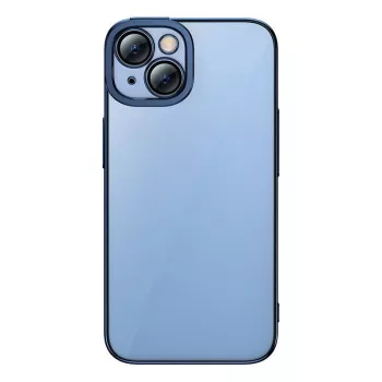 Kaitseümbris ja karastatud klaasi komplekt Baseus iPhone 14 Plus jaoks — Glitter läbipaistev sinine