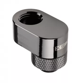 XSPC Rotary 14mm Offset G1/4 liitmik, kroommust - nurga all pöörlev pistik vesijahutuse jaoks