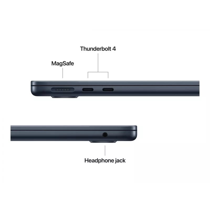 Apple MacBook Air 13 (2025), 24 GB, 512 GB, M4 (10-tuumaline protsessor/10-tuumaline GPU), Midnight, 35 W kahe USB-C pordiga toiteadapter, saksa keel, MC6C4D/A