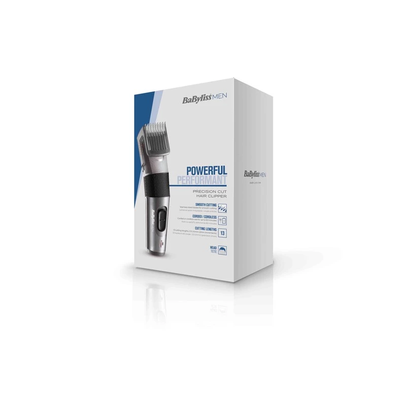 Juukselõikur BABYLISS E786E, juhtmevaba laetav, 13 pikkuseastet, 0,5–24 mm, roostevabast terasest tera, must