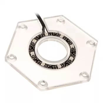 Kinnituskomplekt BitsPower Hexagon BP-WTHU-RGB — akrüül, läbipaistev, 91,4×80×6,5 mm