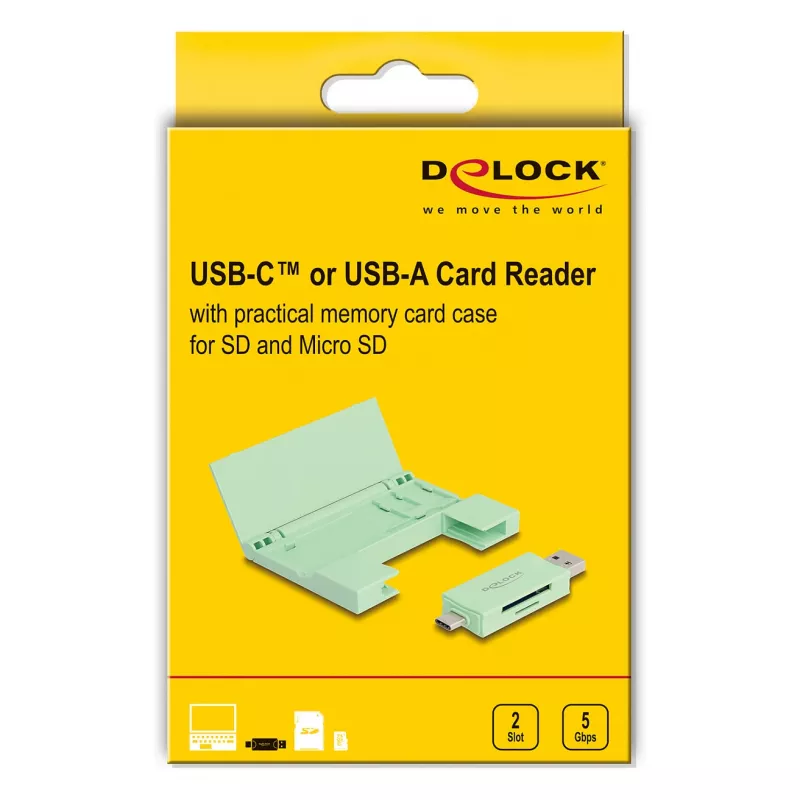 Kaardilugeja DeLOCK 91015 USB 3.2 Gen 1 Type-A/USB-C Mint