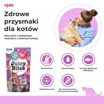 INABA Juicy Bites krevetid ja mereannid – kassimaiused – 3x11,3 g