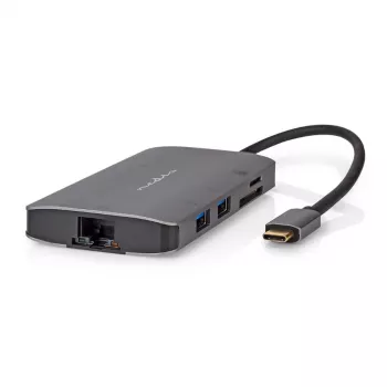Nedis USB-mitmepordiadapter USB 3.2 Gen1 7-in-1 - USB-C™-pistik, HDMI™-väljund, Micro SD, RJ45-pesa, SD, USB-C™-pesa, 3x USB-A-pesa, 5 Gbit/s (CCBW64240AT02)
