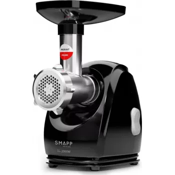 Hakklihamasin SMAPP 489.8 — 2000 W, 2,5 kg/min läbilaskevõime, roostevaba teras, 3 sõela, kompaktne must