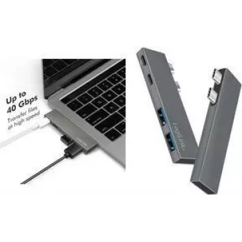 LogiLink UA0399 USB 3.2 Gen2x2 jaotur 4 pordiga, PD, MacBookile ja iPadile, hõbedane (UA0399)