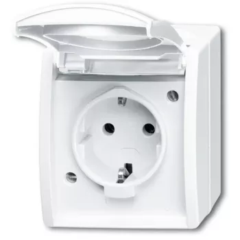 Pistikupesa Busch-Jaeger 2083-0-0834 CEE 7/3 2P+E 250V 16A IP44 Valge
