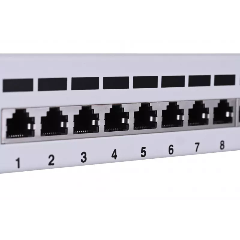 Patch-paneel LANBERG PPF6-9012-S, 12 pordiga, metallist, hall, 1U, 215×130×44,5 mm